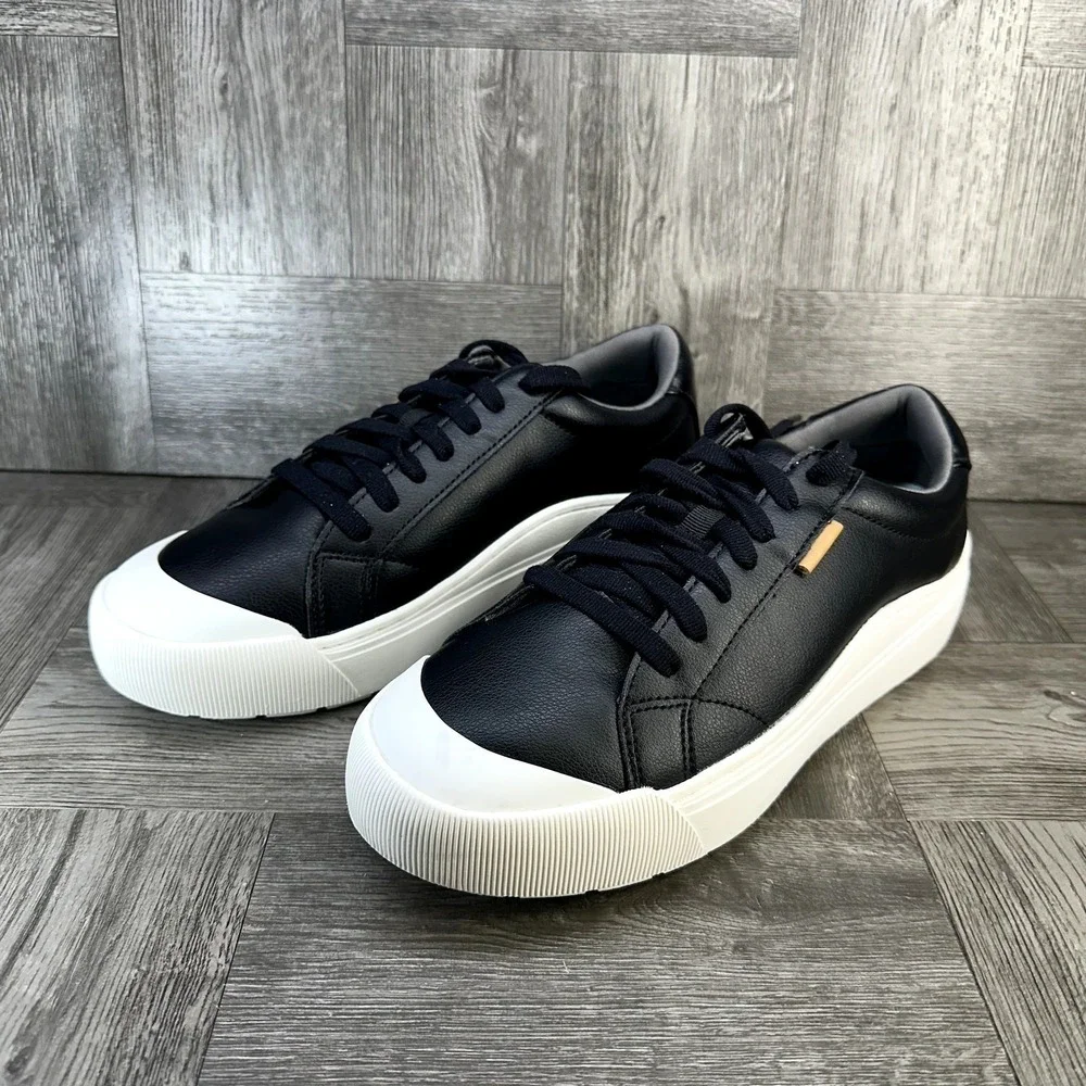 Dr. Scholl's Time Off Sneakers Women 9.5 Black Platform Cap Toe NEW